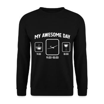 Mein toller Tag - Wein - Segelflugzeug - - Unisex Pullover - Schwarz - Vorne - Alina (178cm) & Michal (187cm)