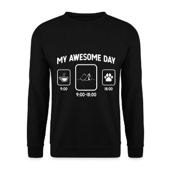 Mein toller Tag - Hundepfote - Campingzelt - - Unisex Pullover - Schwarz - Vorne - Alina (178cm) & Michal (187cm)