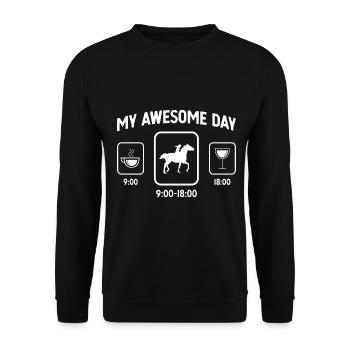 My great day - Wine - Horseback riding - - Unisex Sweatshirt - black - Front - Alina (178cm) & Michal (187cm)