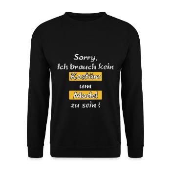 Kein Kostüm Verkleidung Karneval Fasching Model - Unisex Pullover - Schwarz - Vorne - Alina (178cm) & Michal (187cm)