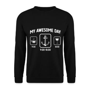 Ma belle journée - Vin - Ancre - - Sweat-shirt Unisexe - noir - Devant - Alina (178cm) & Michal (187cm)