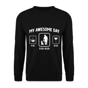 My Awesome Day - Wine - Man with dog - - Unisex Sweatshirt - black - Front - Alina (178cm) & Michal (187cm)