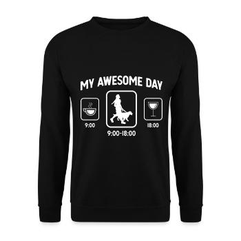 My Awesome Day - Wine - Woman with Pet - - Unisex Sweatshirt - black - Front - Alina (178cm) & Michal (187cm)
