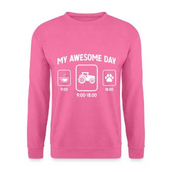 Mein toller Tag - Hundepfote - Traktor - - Unisex Pullover - Pink - Vorne