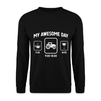 Mein toller Tag - Wein - Traktor - - Unisex Pullover - Schwarz - Vorne - Alina (178cm) & Michal (187cm)