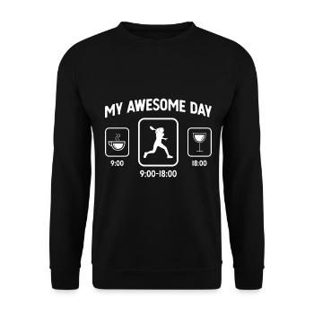 Mein toller Tag - Wein - Tennisspielende Frau - - Unisex Pullover - Schwarz - Vorne - Alina (178cm) & Michal (187cm)