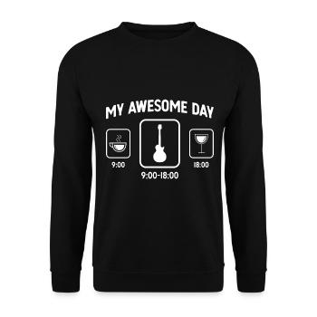 Mein toller Tag - Wein - Gitarre - - Unisex Pullover - Schwarz - Vorne - Alina (178cm) & Michal (187cm)