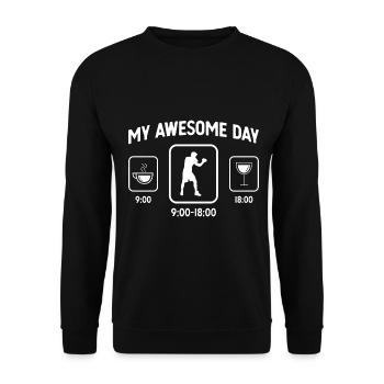 My Awesome Day - Wine - Guy Boxing - - Unisex Sweatshirt - black - Front - Alina (178cm) & Michal (187cm)