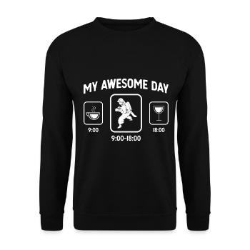 My Awesome Day - Wein - Feuerwehr - - Unisex Pullover - Schwarz - Vorne - Alina (178cm) & Michal (187cm)