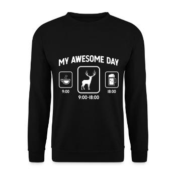 Mein toller Tag - Bier - Hirsch - - Unisex Pullover - Schwarz - Vorne - Alina (178cm) & Michal (187cm)