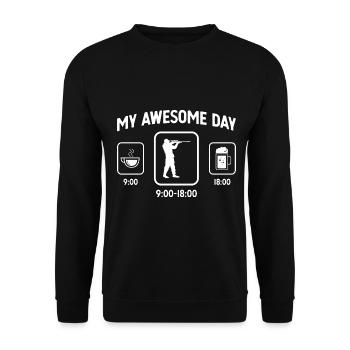 My great day - Beer - Guy on the hunt - - Unisex Sweatshirt - black - Front - Alina (178cm) & Michal (187cm)