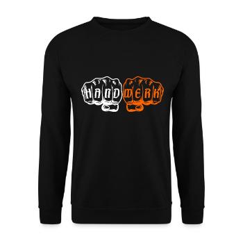 Handwerk Faust Orange - Unisex Pullover - Schwarz - Vorne - Alina (178cm) & Michal (187cm)