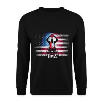 Cadeau de basketball en fauteuil roulant - Sweat-shirt Unisexe - noir - Devant - Alina (178cm) & Michal (187cm)