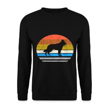 German Shepherd - Retro Style Vintage Silhouette - Unisex Sweatshirt - black - Front - Alina (178cm) & Michal (187cm)