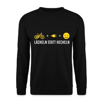 Lächeln Statt Hecheln Fahrrad E-bike Ebike Akku - Unisex Pullover - Schwarz - Vorne - Alina (178cm) & Michal (187cm)