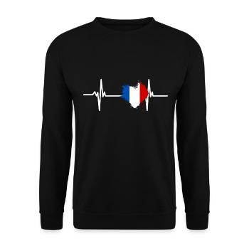 France Battement de Cœur Drapeau Français Fierté - Sweat-shirt Unisexe - noir - Devant - Alina (178cm) & Michal (187cm)