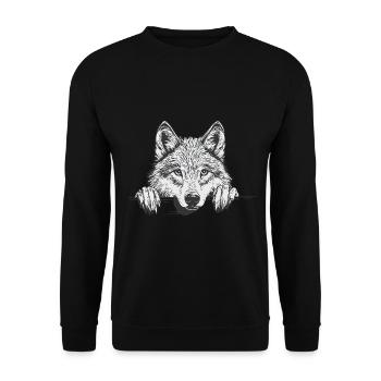 Wolf - Unisex Pullover - Schwarz - Vorne - Alina (178cm) & Michal (187cm)