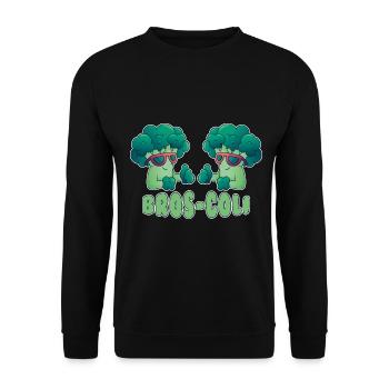 Brokkoli Gemüse Vegan Vegetarisch - Unisex Pullover - Schwarz - Vorne - Alina (178cm) & Michal (187cm)