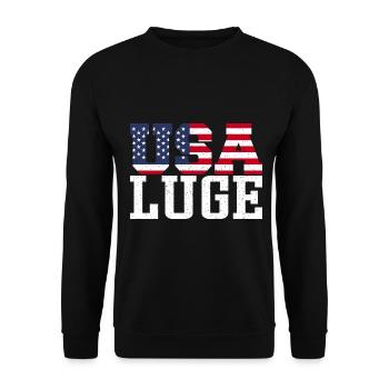 USA Rennrodeln - Unisex Pullover - Schwarz - Vorne - Alina (178cm) & Michal (187cm)