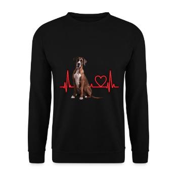Herzschlag-Geschenk für Hunde - Unisex Pullover - Schwarz - Vorne - Alina (178cm) & Michal (187cm)