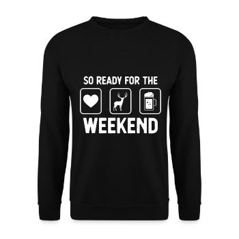 So ready for the weekend - Beer - Deer - - Unisex Sweatshirt - black - Front - Alina (178cm) & Michal (187cm)