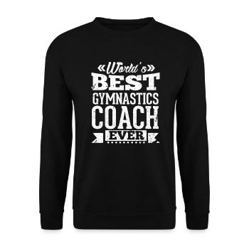 Gymnastik Coach Trainer Turnen Turnerin Geschenk - Unisex Pullover - Schwarz - Vorne - Alina (178cm) & Michal (187cm)