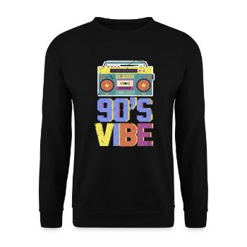 90s 90er Jahre Ghettoblaster Kassette Geschenk - Unisex Pullover - Schwarz - Vorne - Alina (178cm) & Michal (187cm)