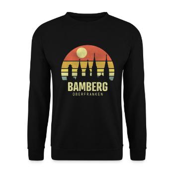 Bamberg Bamberger Stadt Oberfranken Koordinaten - Unisex Pullover - Schwarz - Vorne - Alina (178cm) & Michal (187cm)