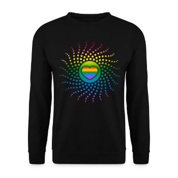 Rainbow Heart, Gay Pride, LGBT, LGBTQ, Rave, CSD - Unisex Sweatshirt - black - Front - Alina (178cm) & Michal (187cm)