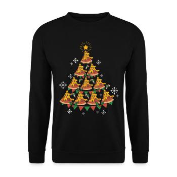 Pizza Fast Food Pizza Christmas Tree - Unisex Pullover - Schwarz - Vorne - Alina (178cm) & Michal (187cm)