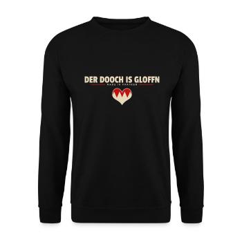 Der Dooch is gloffn - Franken fränkisch fränggisch - Unisex Pullover - Schwarz - Vorne - Alina (178cm) & Michal (187cm)