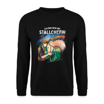 Stallchefin Pferd Pferde Pferdeliebhaberin Pferdes - Unisex Pullover - Schwarz - Vorne - Alina (178cm) & Michal (187cm)