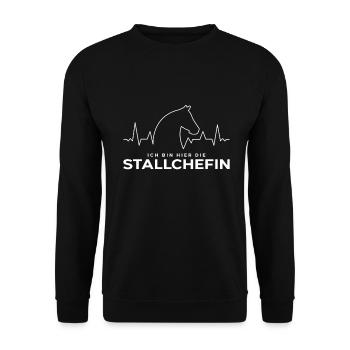 Stallchefin Pferd Pferde Pferdeliebhaberin Pferdes - Unisex Pullover - Schwarz - Vorne - Alina (178cm) & Michal (187cm)