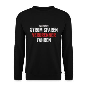 Strom sparen Verbrenner Benziner fahren Tuning Fun - Unisex Pullover - Schwarz - Vorne - Alina (178cm) & Michal (187cm)