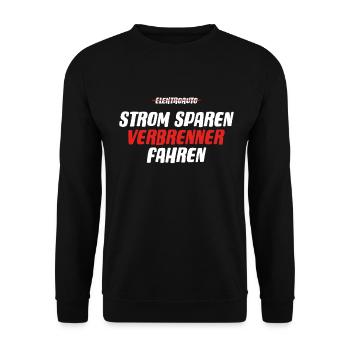 Strom sparen Verbrenner Benziner fahren Tuning Fun - Unisex Pullover - Schwarz - Vorne - Alina (178cm) & Michal (187cm)