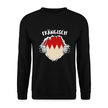 Frängisch fränkischer Dialekt Übersetzer - Unisex Pullover - Schwarz - Vorne - Alina (178cm) & Michal (187cm)