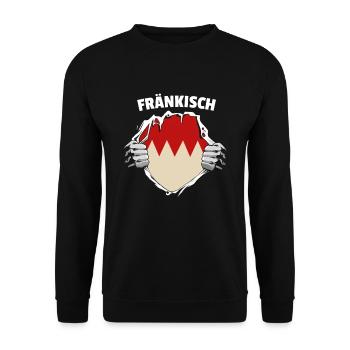 Fränkisch fränkischer Dialekt Übersetzer - Unisex Pullover - Schwarz - Vorne - Alina (178cm) & Michal (187cm)