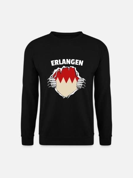 Stadt Erlangen Franken Franke Brust - Unisex Pullover - Schwarz