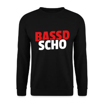 Bassd scho - Franken fränkisch fränggisch Geschenk - Unisex Pullover - Schwarz - Vorne - Alina (178cm) & Michal (187cm)