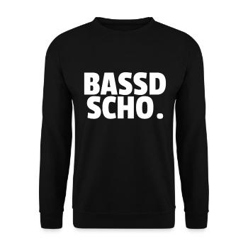 Bassd scho - Franken fränkisch fränggisch Geschenk - Unisex Pullover - Schwarz - Vorne - Alina (178cm) & Michal (187cm)