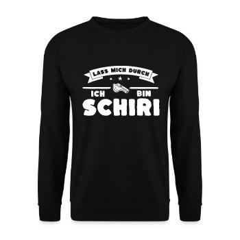 Lass mich durch. Ich bin Schiri. - Unisex Pullover - Schwarz - Vorne - Alina (178cm) & Michal (187cm)