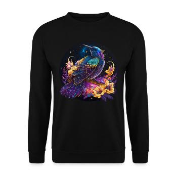 Oiseau de nuit, merle, rossignol, fleurs, en détresse - Sweat-shirt Unisexe - noir - Devant - Alina (178cm) & Michal (187cm)