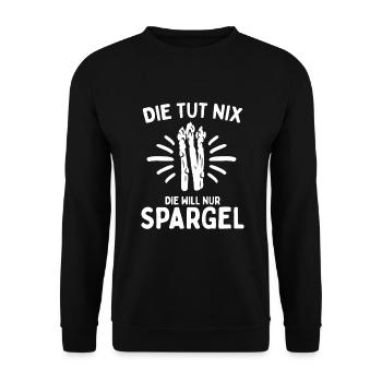 DIe Tut Nix Die Will Nur Spargel Vegan Gemüse - Unisex Pullover - Schwarz - Vorne - Alina (178cm) & Michal (187cm)