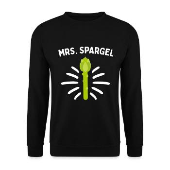 Mrs. Spargel Spargelflüsterin Vegan Gemüse - Unisex Pullover - Schwarz - Vorne - Alina (178cm) & Michal (187cm)