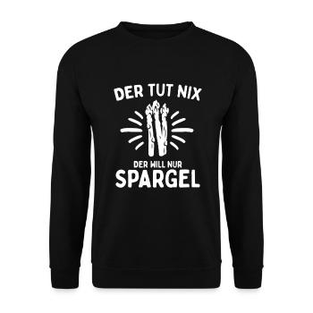 Der Tut Nix Der Will Nur Spargel Vegan Gemüse - Unisex Pullover - Schwarz - Vorne - Alina (178cm) & Michal (187cm)