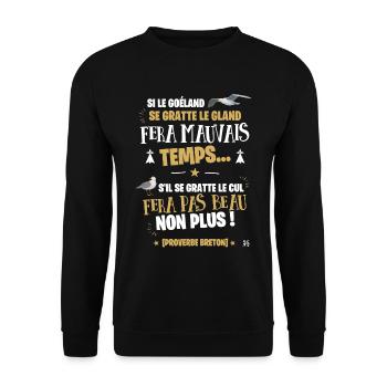 Proverbe breton : Bretagne et ses Goeland - Sweat-shirt Unisexe - noir - Devant - Alina (178cm) & Michal (187cm)