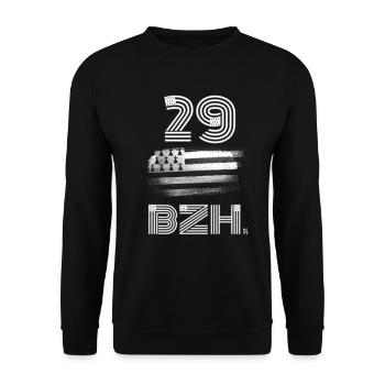 Bretagne-numéro département Breton BZH - Sweat-shirt Unisexe - noir - Devant - Alina (178cm) & Michal (187cm)