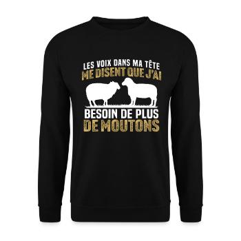 j'ai besoin de plus de moutons - Sweat-shirt Unisexe - noir - Devant - Alina (178cm) & Michal (187cm)
