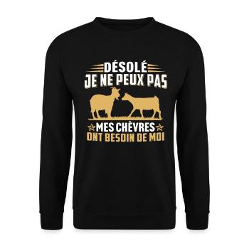 Mes chèvres ont besoin de moi - Sweat-shirt Unisexe - noir - Devant - Alina (178cm) & Michal (187cm)