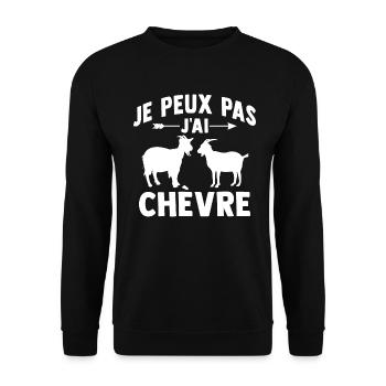 j'peux pas j'ai chèvre cadeau chèvre - Sweat-shirt Unisexe - noir - Devant - Alina (178cm) & Michal (187cm)